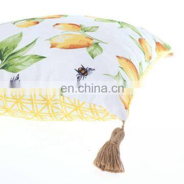 Summer Fruit Yellow Lemon Leaf Pillow Cover Waterproof Outdoor Cushions Home Decorative Cotton Linen 18x18Inch photo-6