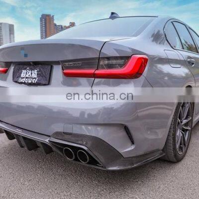 Carbon Black Rear Bumper Lip Rear Diffuser With LED for BMW 3series G20 Msport