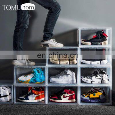 Drop Front Clear Stackable Shoe Rack With Magnets Clear Plastic Sneaker Box Stackable Organizer Custom Logo photo-5
