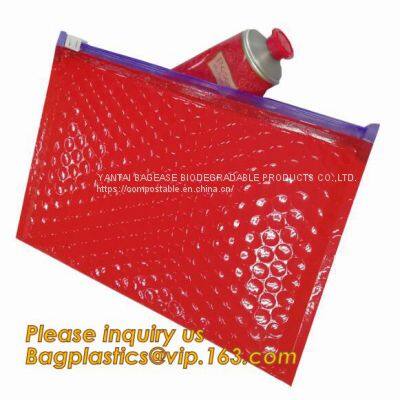 Rainbow Holographic Cosmetic Laser Slider Ziplockk Esd Bubble Bag Bubble Packaging Wrap Cosmetic Pouch Slider Bubble Bag