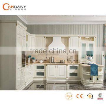 French Taste Oak Wood Modern Kitchen Cabinet Beige Stained