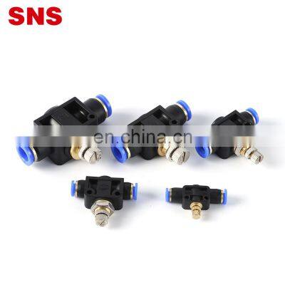 SNS SPA Series pneumatic one touch union straight air flow controller speed control valve with push-to-connect fittings