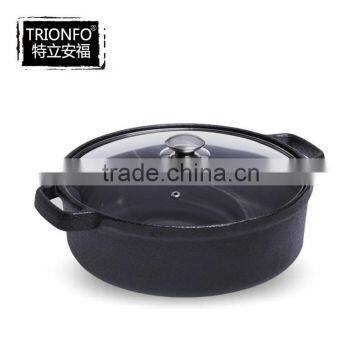 FDA Approved Round Cast Iron Pre-seasoned Two-flavor Hot Pot