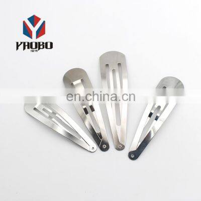 Custom Hair Accessories Wholesale Silver Metal Snap Clip 50mm Hair Clips For Girls Women photo-3