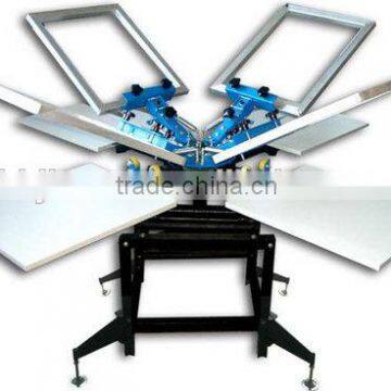 manual rotary table 4 color 1 print bed screen printer for textile industry