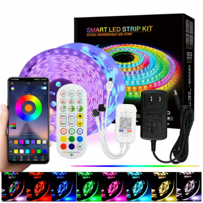 Hot Sale LED Pixel Light Strip 48W/Roll 60leds/M WS2811 LED Strip 24-key Infrared Bluetooth Music Controller RGB LED Strip Light Kit photo-2