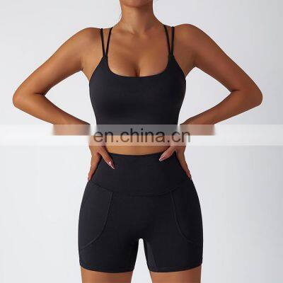 Shorts Set Women Custom High Waist Gym Active Wear Shorts Two Piece Shorts Workout Set Woman Biker Short Set 2023 photo-4