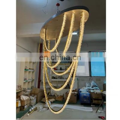 America Elegant Lighting Indoor Decoration Hotel Lobby Villa Led Modern 3 Color Crystal Foyer Chandelier Home Chandelier