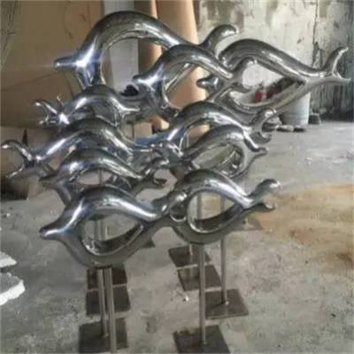 Hotel Stainless Steel Handicraft Ornaments, Fish School Sculptures