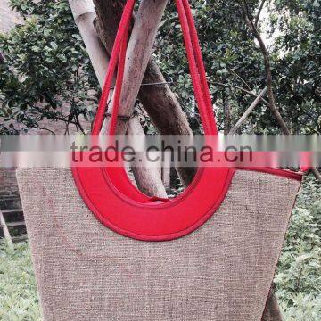 High quality best selling natural sesgrass shopping bag with cotton cover, red color from vietnam