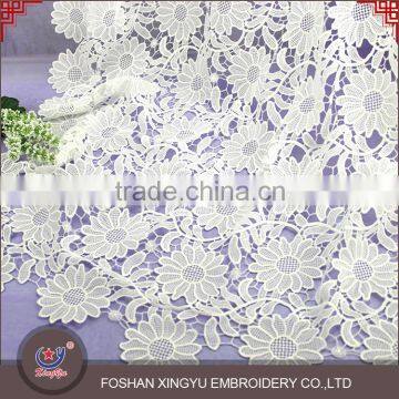 China professional factory low rate off white chemical polyester microfiber guipure floral alloverlace fabric