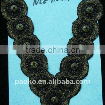 Handmade Neckline Sequine and Bead Sew on Patch Beaded Applique