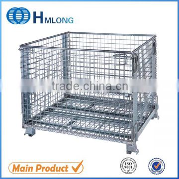 Folding rigid storage steel wire mesh container backet box