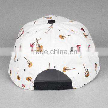 Small Guitar Printed Man Women Lovers Leather Brim Sport Sun Hat Flat Cap