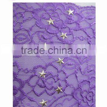 Purple Sexy Full Lace Transparent Woman Panties With Star Metal Decorated photo-5