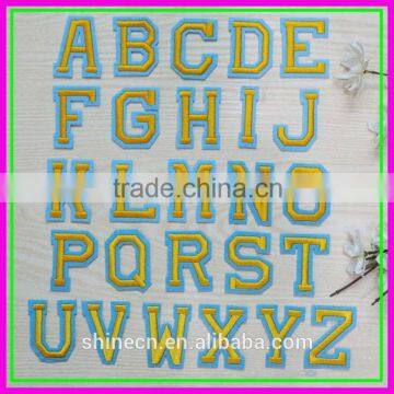 26pcs/Lot Yellow Letter Trial Order Sew-on Iron on Cheap OEM ODM Letter ebroideried Patches