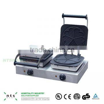 Fast Food Restaurant Design 2 Plate Enamel Coating Electric Waffle Baker photo-3