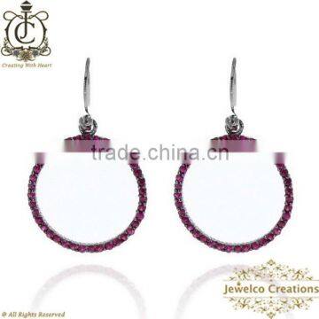 Genuine Ruby Drop Earring Jewelry, 925 Silver Earrings Hanging Jewelry, Natural Ruby Gemstone Earring Jewelry