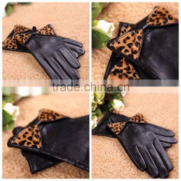 sheep leather touch gloves leopard