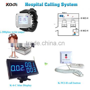 Wireless nurse calling system K-4-Cblue receiver K-300plus watch pager K-W2-H transmitter