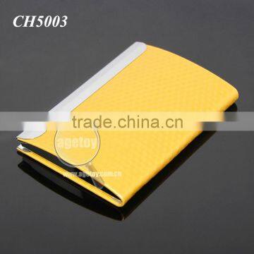 Box Packing Cube Pattern Yellow Gold Leather Flannelette Lining Stainless Steel Metal Novelty Card Holder photo-2