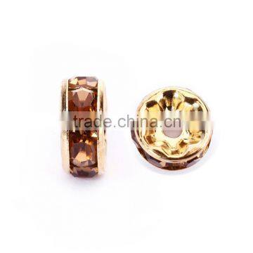 Gold Plated Topaz Color #203 Rhinestone Jewelry Rondelle Spacer Beads Variation Color and Size 4mm/6mm/8mm/10mm photo-2