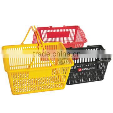 Double hand plastic supermarket shopping basket