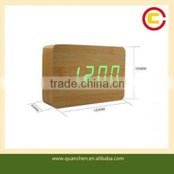 Bamboo Small Fashion Green LED Digital Clock photo-3