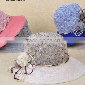 Flowers large brimmed sun visor hat