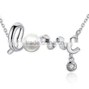 Daihe popular S925 sterling silver& pearl necklace with love for ladies