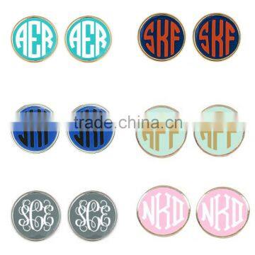 Monogram Enamel Disc Blanks Stud Earrings
