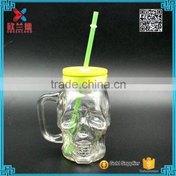 Best sale big glass beer jar storage bottles with metal handle lid