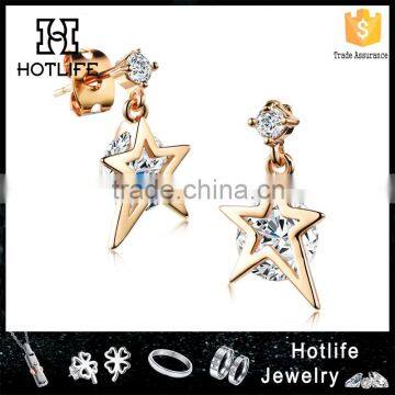 2016 Latest Design Earrings Woman Jewelry Stardust Gold Earring for Young Girls Quality Choice