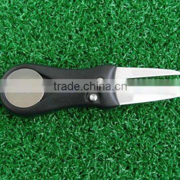 retractable deluxe automatic golf pitch fork ball marker forks