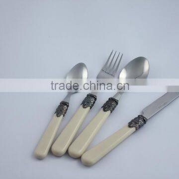 Milk colored Plastic handle cutlery; plastic handle stainless steel cutlery