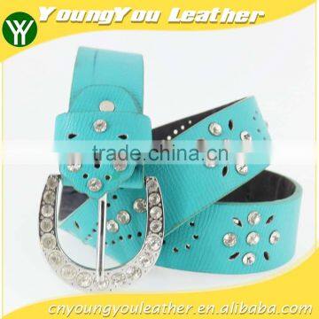 New Women Fashion pu Leather Rhinestone Belt With Shiny Silver Rhinestone Buckles in Yiwu