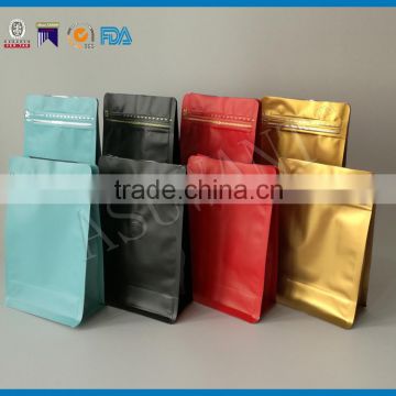 HOT ! Colorful custom printed eight-side sealed zipper kraft paper pouch with valve