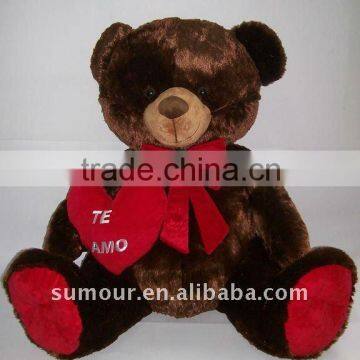 Valentine bear plush brown bear with heart