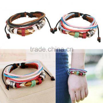 colorful leather bracelet with metal