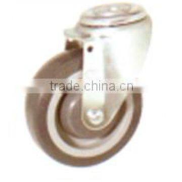 Swivel/Swivel Brake Institutional Bolt Hole Castor Fitted With TPR Wheel, Flange Bearing