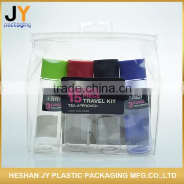 OEM welcome easy to carry cosmetic bottle set china supplier plastic bottle travel kit personal daily care makeup kits