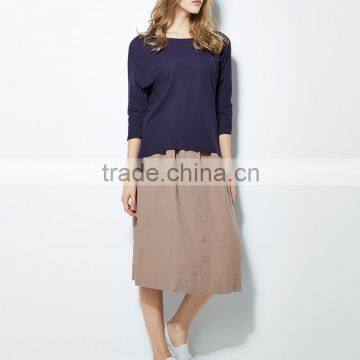 Women Ladies Summer Style 3/4 Sleeve Irregular Tees Tops T-Shirts OEM Manufacturers Factory From Guangzhou photo-3