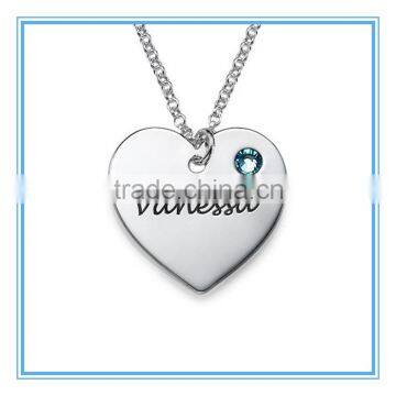 Personalized Heart Necklace with blue stone