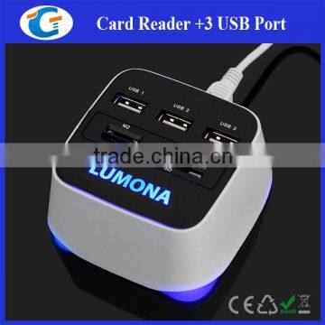 Card Reader And ABS Plastic Mini USB 2.0 Hub Cube photo-3
