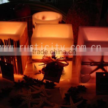 Romantic beautiful printing pillar LED candles with classic design