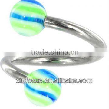 Baby Blue Lime HYPNOTIC Spiral Twister Belly Ring&body jewelry navel ring&SBR rings