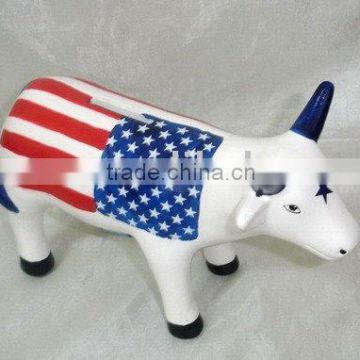 ceramic handpainted cow bank