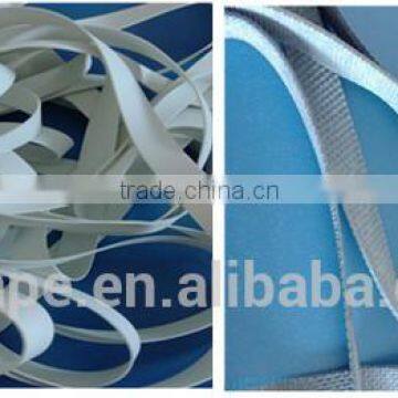 White Ribbed natural rubber tape latex free used for swimwear