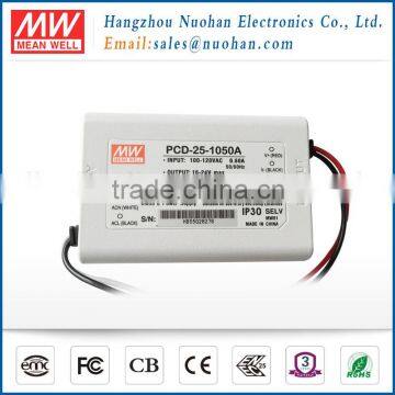 Mean Well led driver 1050ma/25W 1050ma Single Output AC Dimmable LED Power Supply/constant current led driver