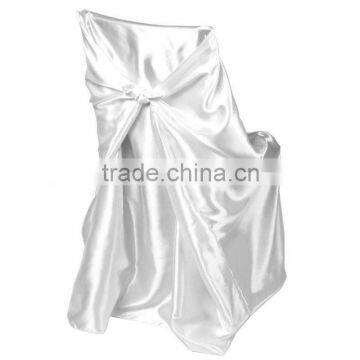 White satin self-tie chair cover & universal satin chair covers